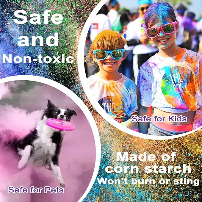 Renfio Holi Powder,8 Pack X 3.5oz(100g) Color Run Powder Rangoli Color Bulk,Natural Colored Powder Paint Chalk Powder for Gender Reveal Smoke Bombs,Diwali,Fundraisers,Festivals,Color War,Photoshoot