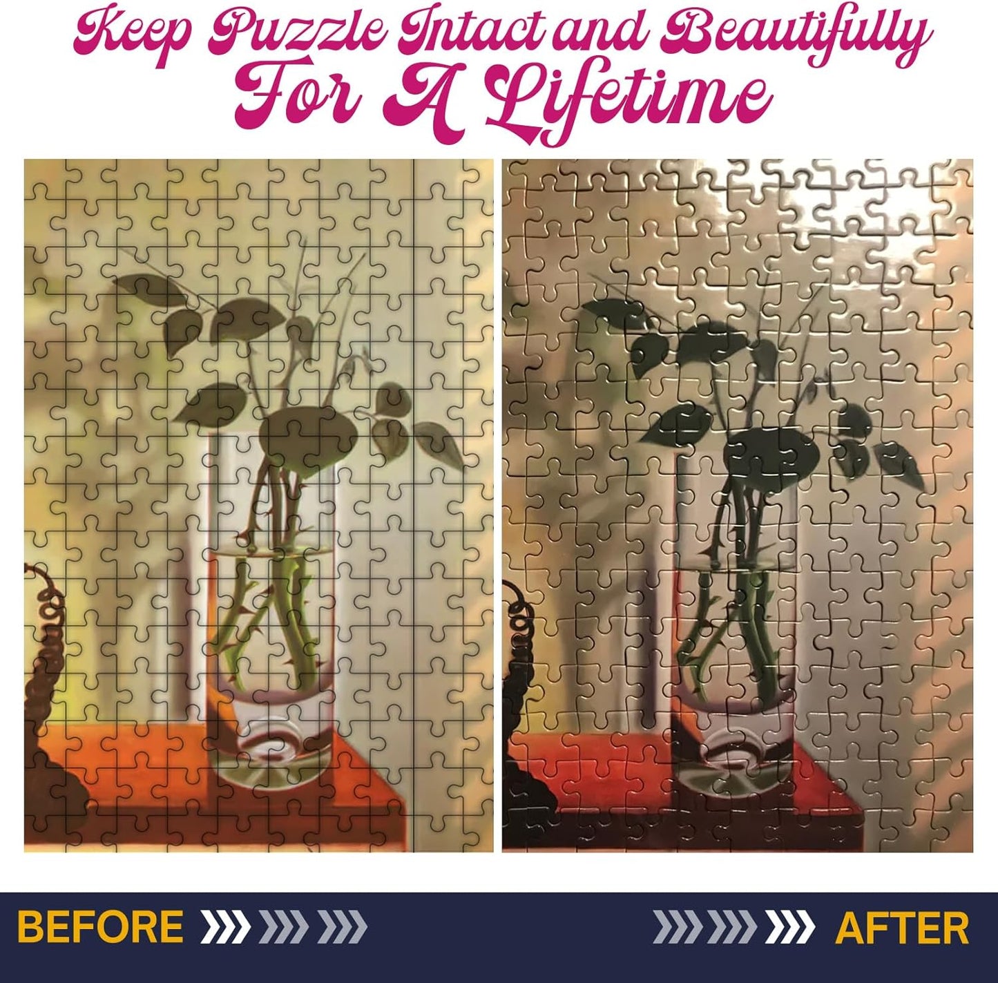 Jigsaw Puzzle Glue Clear (2 Pack), Puzzle Glue with Two Applicators, Easily Preserves Finished Puzzles, Quick-Drying, Non-Toxic & Water-Soluble for Adults, for 3000/4500/5000 Pieces