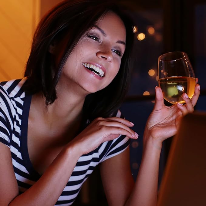 Unbreakable Stemless Plastic Wine Glasses | Reusable | Shatterproof 100% Tritan Plastic | Dishwasher-Safe | BPA-free | Awesome for Indoor & Outdoor | 16 oz, Set of 4