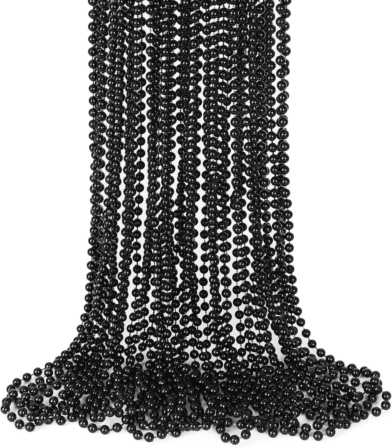 Black Beads Necklace, 15PCS Halloween Black Bead Stuff Accessories, 33" Mardi Gras Beads Necklace Costume, Festival Parade Throw for Halloween New Years Wedding Party Events Supplies Decorations
