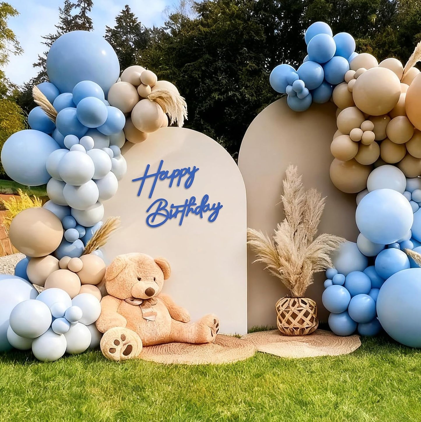 Happy Birthday Sign for Arch Backdrop - Felt Happy Birthday Letters Banner & Sign for Girls, Boys & Adults' Birthday Party Balloon Arch Decorations (Blue)