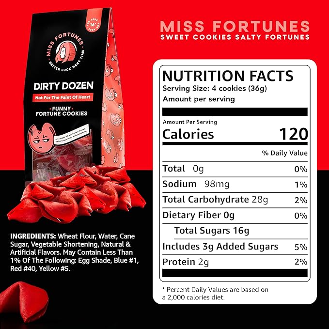 Miss Fortunes, Funny Fortune Cookies, The Two-Pack Shakur, Written by Professional Comedy Writers (Multi-pack of 2 Dozen Cookies) (Dirty Dozen + Fortunes Against Humanity)
