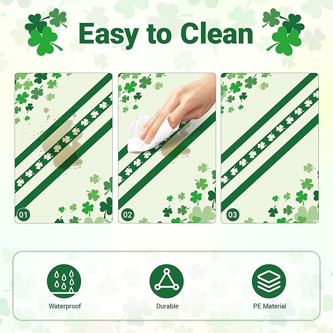 Childom 2 Pack St Patricks Day Tablecloth,St Patricks Day Decorations 54" x 108" Disposable Plastic Tablecloth,St. Patrick's Day Plastic Table Cover for Party Supplies,Indoor,Outside,Home,Dinner
