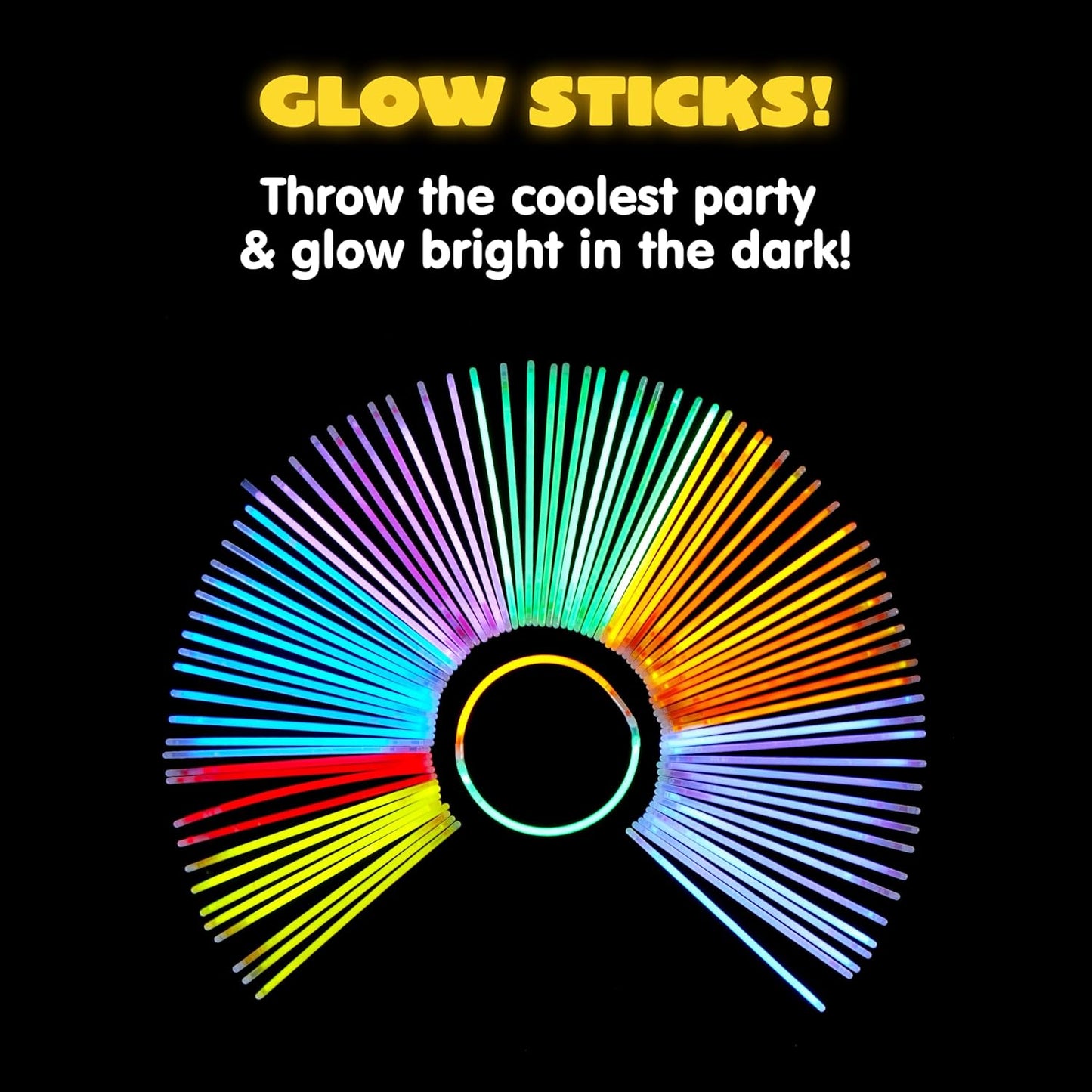JOYIN 300 Pcs 8" Glow sticks Bulk Party Favors Pack, Neon Glow in the Dark Party Supplies, Light Up Necklaces and Bracelets with Connectors, Christmas, Halloween, Football, Birthday Decorations