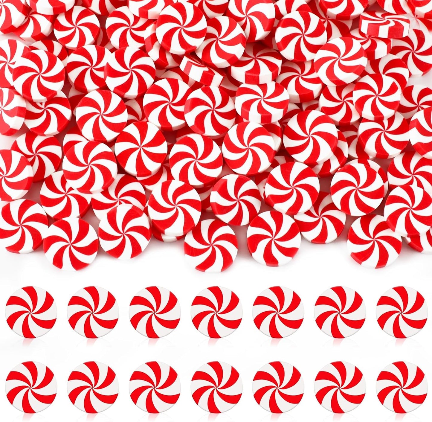 80pcs Mini Christmas Candy for Crafts Fake Candy Decor Peppermint Ornaments Xmas Table Scatters Red and White Candy Vase Filler for Decorations Party Favors Supplies 15MM