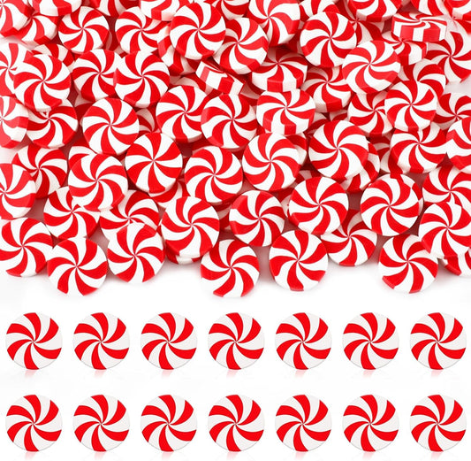 80pcs Mini Christmas Candy for Crafts Fake Candy Decor Peppermint Ornaments Xmas Table Scatters Red and White Candy Vase Filler for Decorations Party Favors Supplies 15MM