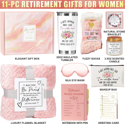 Happy Retirement Gift for Woman 2025, Cool Retirement Gifts for Women Coworkers, Funny Retired Gifts Idea for Women Teacher Nurse Retirees Boss Friends Mom Grandma, Farewell Leaving Gift with Blanket