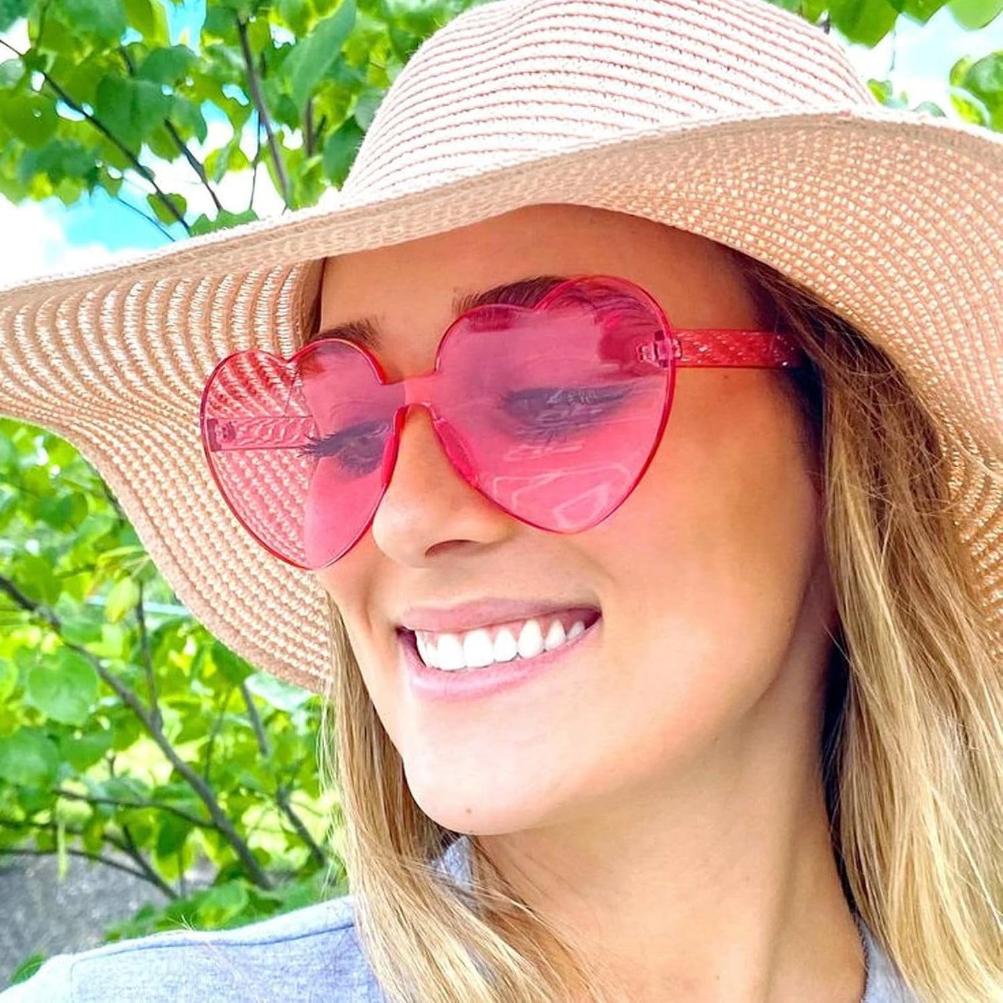 18 Heart Shape Rimless Sunglasses Transparent Candy Color Party Glasses Colored Eyewear for Women