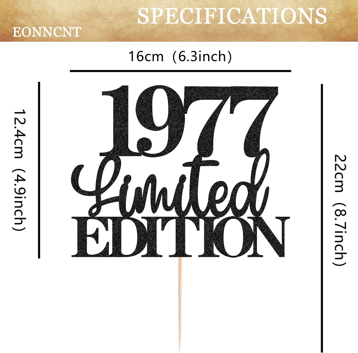 Limited EDITION 1977 Cake Topper - Black Glitter Happy 48th Birthday Party Cake Decoration Supplies, Cheer to 48 Years Cake Bunting Decor for 48th Birthday Party Photo Booth Props