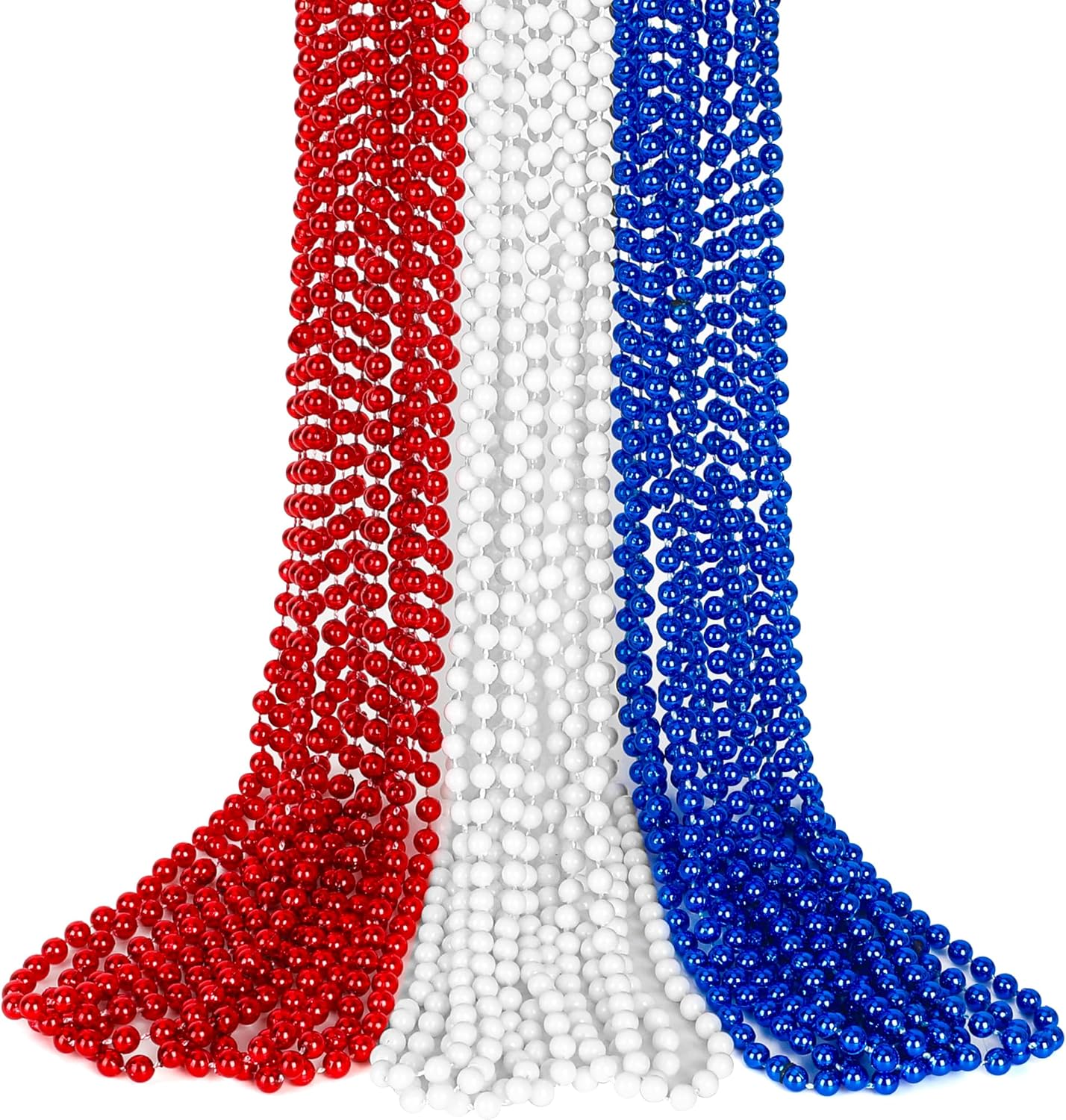 4th of July Accessories, 15PCS Patriotic Necklaces, Red White Blue, Unisex Adults, Classic Style, 33 Inch Chain, PVC Plastic, Perfect for 4th of July, Memorial Day, Veterans Day