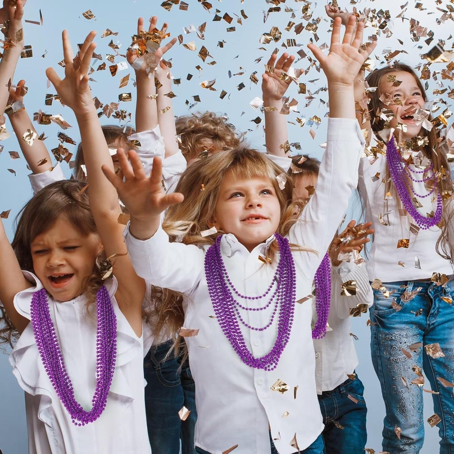 72PCS Mardi Gras Beads, Purple Bead Necklace Party Favors, 33" Beaded Necklaces Bulk, Festival Parade Throw Accessories for Halloween Mardi Gras Wedding Birthday Celebrations Decorations