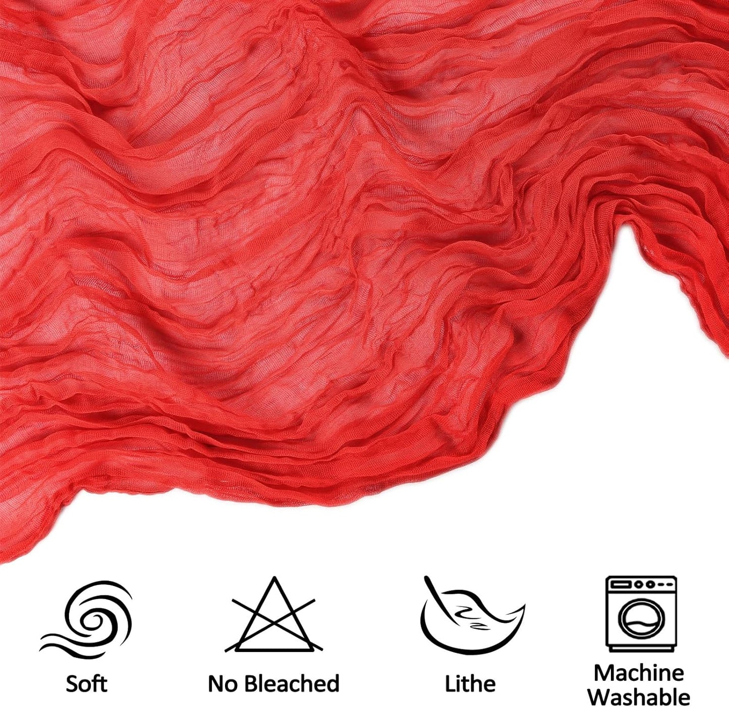 6 Pack 10FT Christmas Table Runner Red Cheesecloth 35x120 Inch Gauze Rustic Boho Table Runner Cheese Cloth for Wedding Decor Birthday Party Bridal Baby Shower Table Centerpiece Decoration