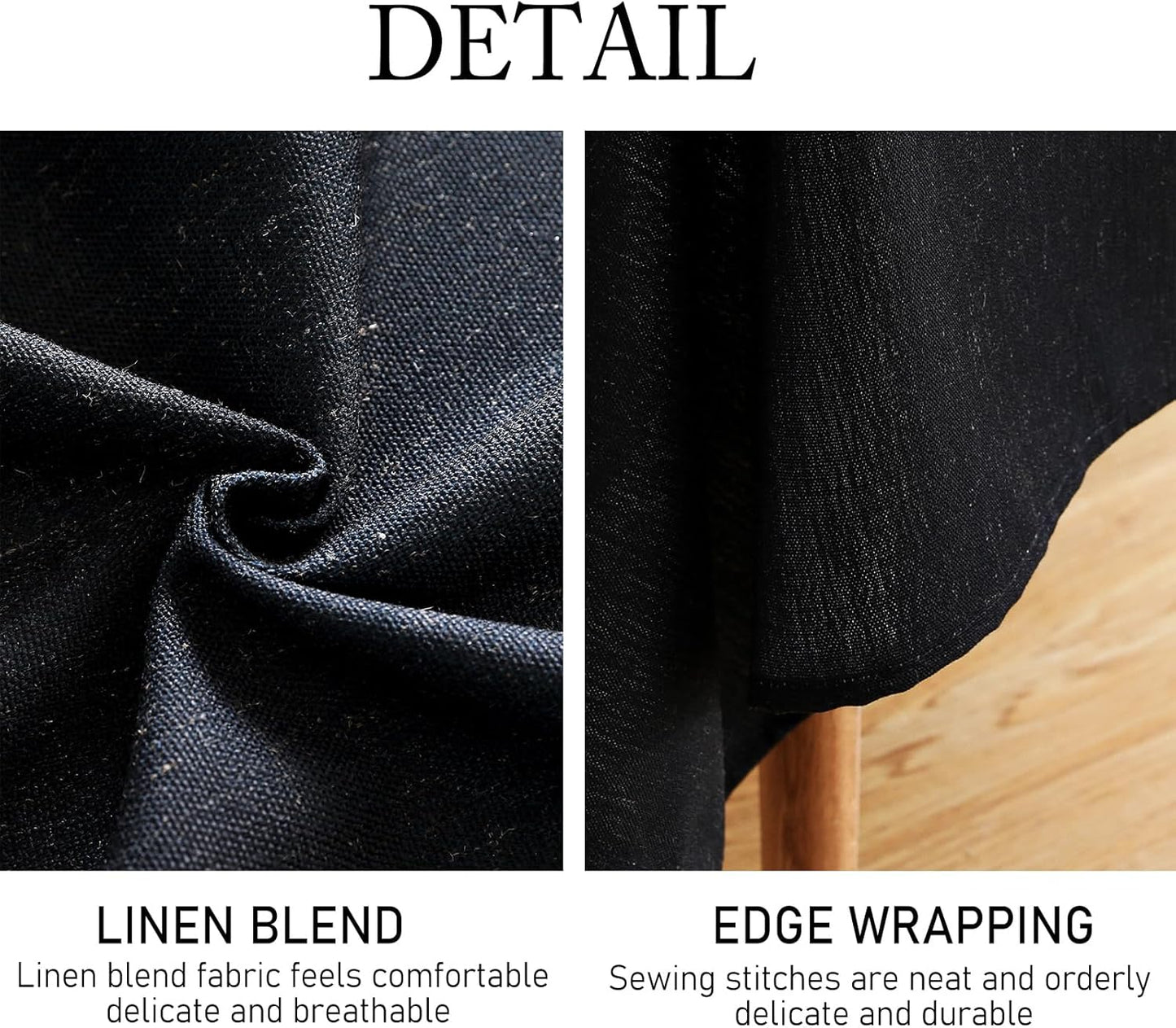 ISAENNE Black Tablecloth for Round Tables,Linen Table Cloth Solid Color Plain Simplicity,Heavy Durable Table Cover for Dining Kitchen Decor Party Banquet,Diameter 67"