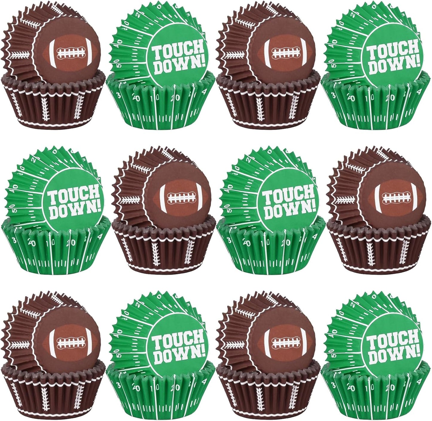 Football Party Supplies: 300-Count Football Cupcake Liners & Wrappers - Game Day, Birthday, and Tailgate Parties - Premium Football Cake Decorations - Football Party Favors