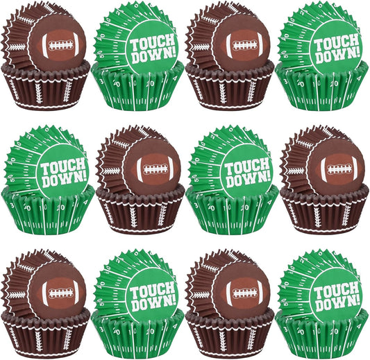 Football Party Supplies: 300-Count Football Cupcake Liners & Wrappers - Game Day, Birthday, and Tailgate Parties - Premium Football Cake Decorations - Football Party Favors