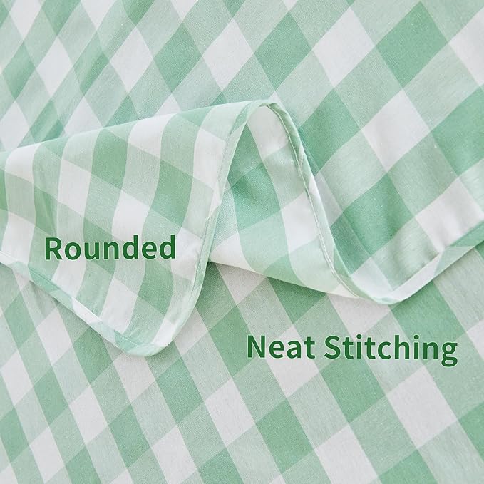 BALCONY & FALCON Gingham Table Cloth Rectangle – Reversible Water-Resistant Cotton Checkered Tablecloth for Outdoor Picnic, Camping, Kitchen, Holiday Party Decor (Green White, 55x71 Inch)