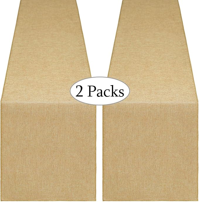 B-COOL 2 Pieces Burlap Table Runners 13x108 Inch Rustic Boho Table Runner Dresser Cover for Farmhouse Macrame Jute Fabric Thanksgiving Party Home Dining Decorations Khaki