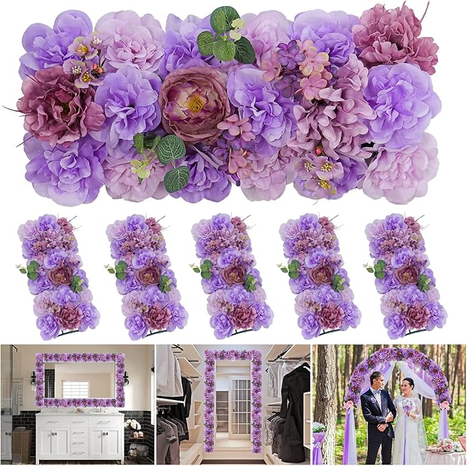 Dinning Table Centerpieces Purple Roses Artificial Flower Arch Panels Silk Floral Swag Flower Rows for Wedding Party Home Dining Table Arrangements