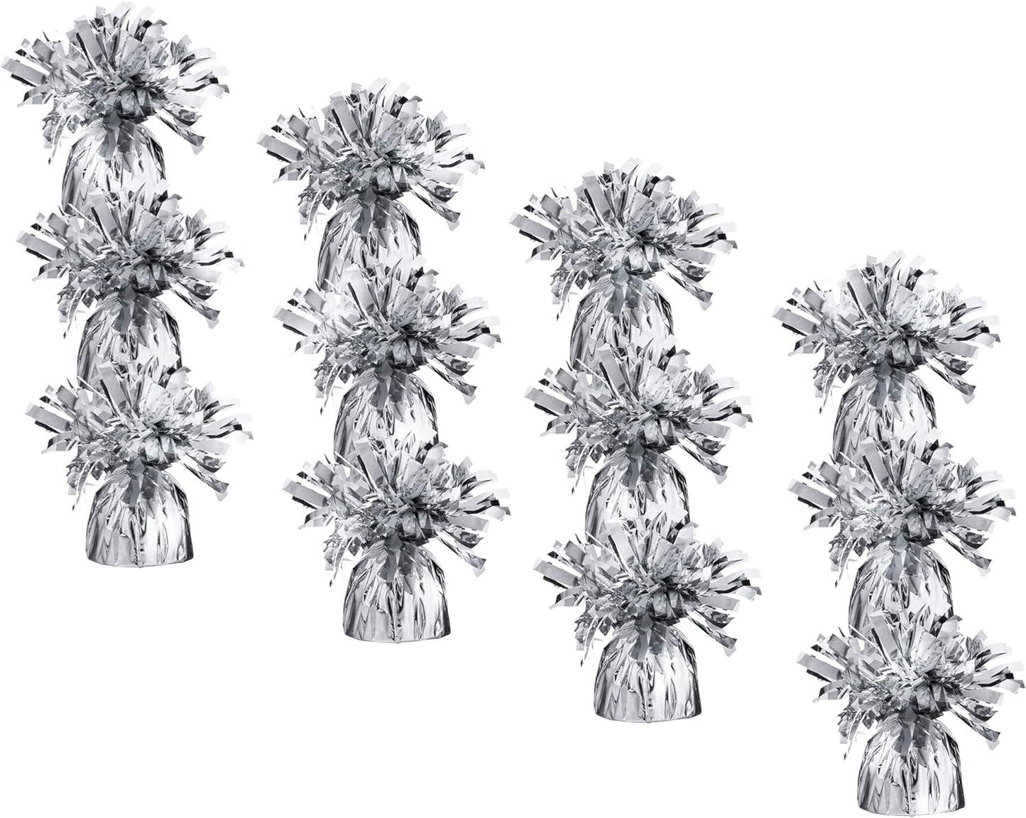 Silver Balloon Weights, Heavy Balloon Weight Pack of 12 Metallic Foil Weights for Balloons, Birthday Party & Wedding Table Centerpiece Ballon Weight 4.8’’ DIY Ballon Weights for Helium Balloons