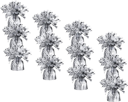 Silver Balloon Weights, Heavy Balloon Weight Pack of 12 Metallic Foil Weights for Balloons, Birthday Party & Wedding Table Centerpiece Ballon Weight 4.8’’ DIY Ballon Weights for Helium Balloons