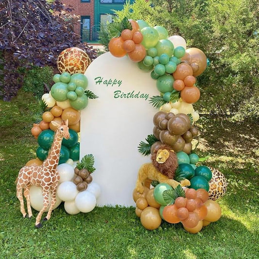 Green and Brown Balloons Set, 60 Pcs 12 Inch green brown balloons Jungle Safari Woodland Forest Balloon Metallic Gold Cream Brown Olive Green Coffee Blush Balloon for Baby Shower Birthday Decorations
