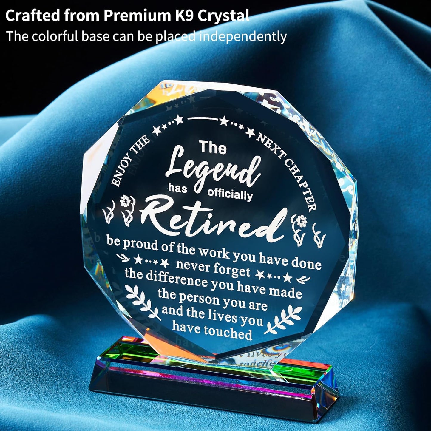 The Legend Has Retired Crystal Plaque Gifts for Women Men, Boss Appreciation Gift Idea for Leader's Day, Desk Office Home Decor inspirational gifts for men