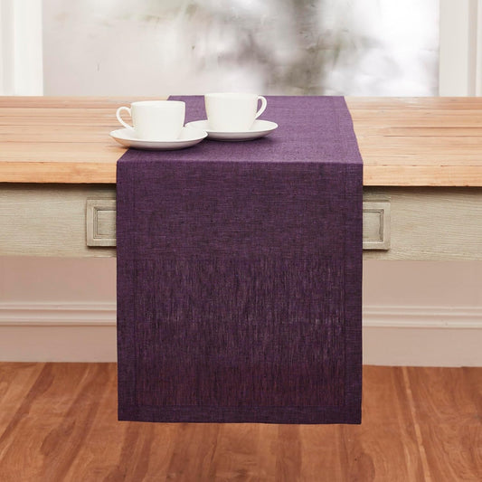 Solino Home Linen Table Runner 72 Inches Long - Athena, 100% Pure Linen Grape Dining Table Runner 14 x 72 Inch for Fall, Autumn, Halloween, Thanksgiving, Holiday