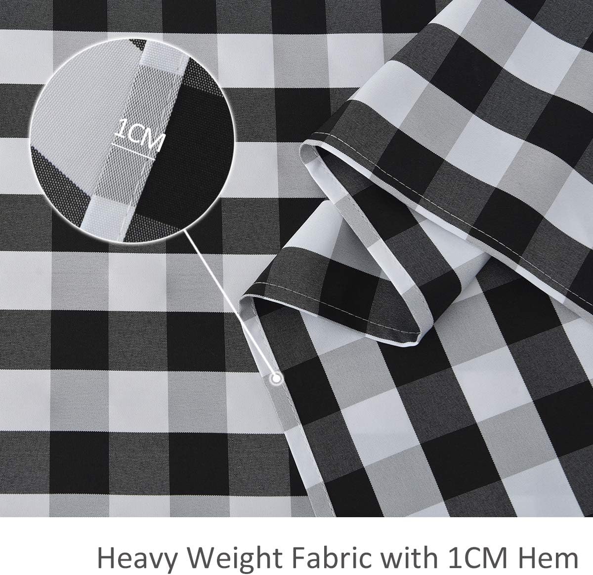 maxmill Checkered Rectangle Tablecloth Water Resistance Wrinkle Free Spillproof Heavy Weight Gingham Plaid Table Cloth for Buffet Banquet Parties Event Holiday Dinner, 60 x 84 Inch Black and White