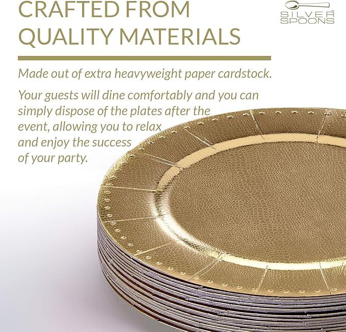 Elegant Disposable Charger Plates For Party - 13” (10 Piece) , Perfect for Celebrations & Events, Gold