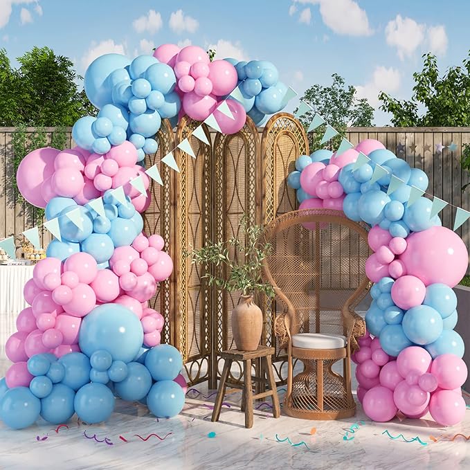 HOUSE OF PARTY Light Blue Balloons - Baby Blue Balloon Garland Kit, 5/12/18 Inch Balloon Arch Kit Blue for Graduation Party, Birthday, Baby Shower & valentine Decorations