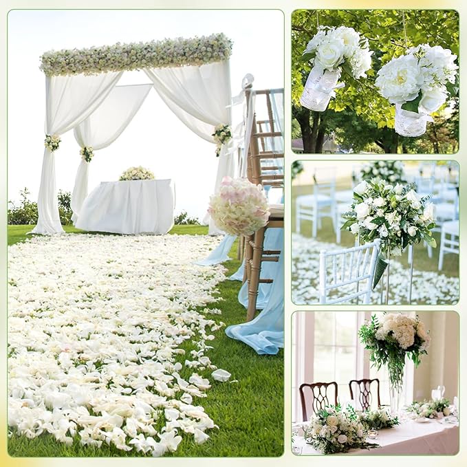 1500pcs Real Dried Ivory White Hydrangea Flower Petals, Natural Dried Petals for Wedding Decor, Valentine's Day, Proposal & Romantic Night, Flower Girl Baskets, Craft & DIY Projects (1.06oz/30g)