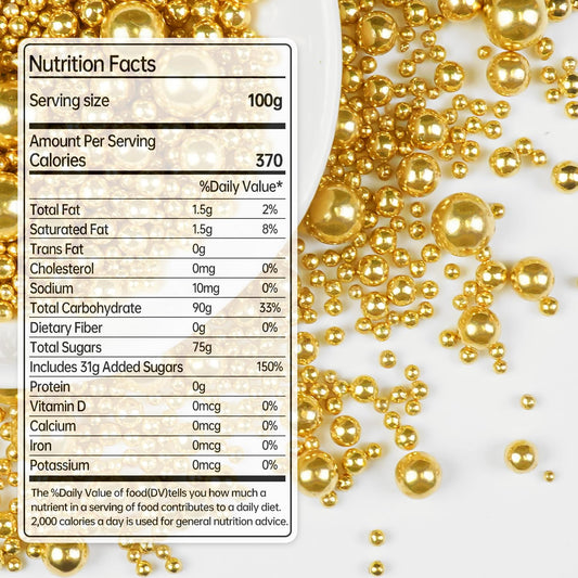 Gold Pearl Sprinkles for Cake Decorating, 150g/5.29oz, Mix Size, Edible Sugar Candy Pearls, Cake Decorations, Cupcake, Cookies, Foodgrade Topper, Holiday, Wedding Party, Easter, Christmas Supplies