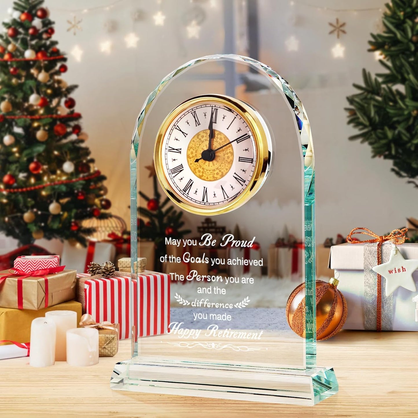 Retirement Gifts for Men/Woman - Premium Glass Retirement Clock, 2025 Happy Retirement Engraved Inspirational Gift for Retired Friends, Coworker, Boss, Leader, Employee Farewell Present (H R)