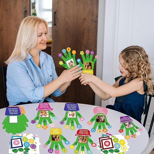 80UncleKimby 54packs Mothers Day Crafts for Kids Classroom - Bulk Handprint DIY Picture Frame Kit with Flower Pot for School Craft, Gifts