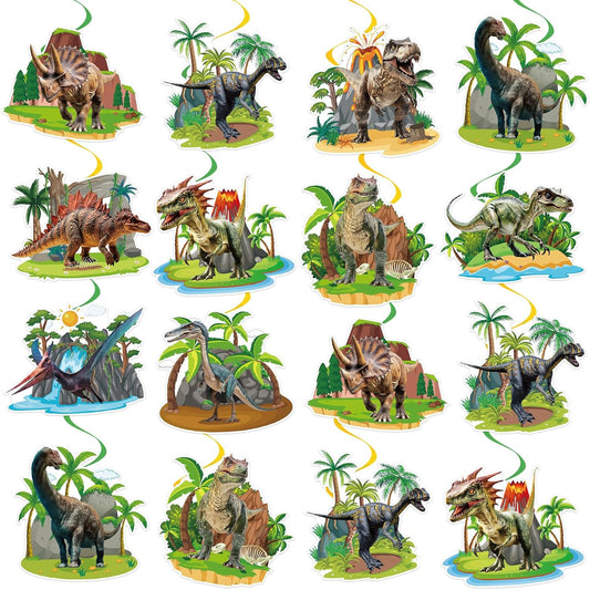 40Pcs Dinosaur Hanging Swirl Decorations, Cute Dinosaur Birthday Party Ceiling Hanging Swirls Dino Foil Swirls Streamers for Dino Themed Birthday Baby Shower Party Decor Supplies
