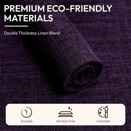 Blue Forest Placemats Set of 4, Dual-Layered Thickened Faux Linen Cloth Place Mats Heat Resistant Machine Washable Wrinkle Free Table Mats Indoor/Outdoor (Purple)