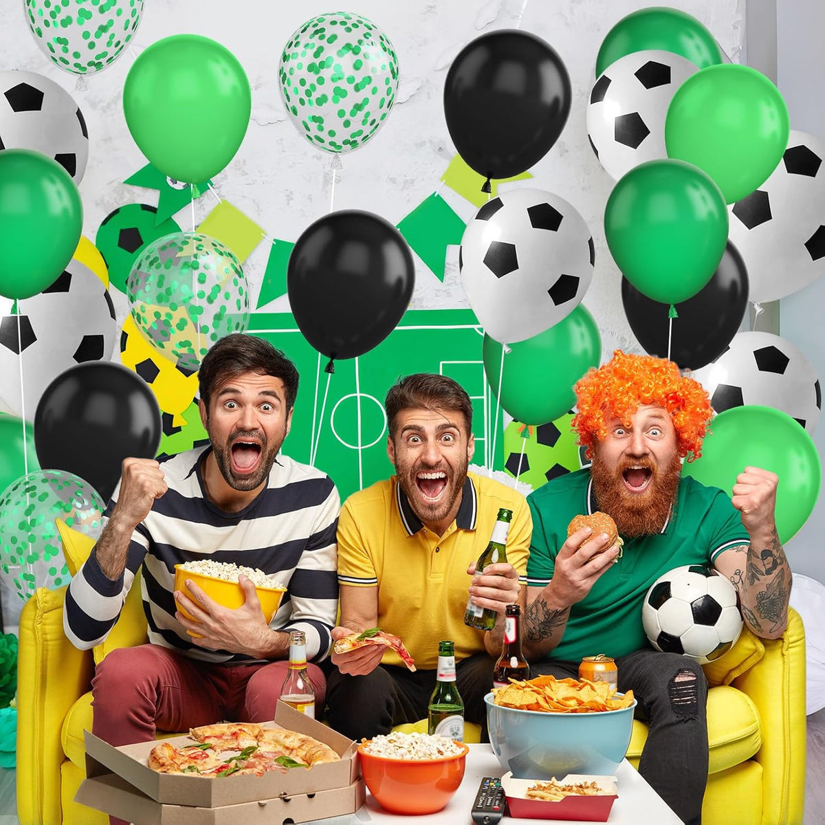 30pcs Soccer Balloon Green Black,Soccer Print Balloon 12 Inch Set,Football Party Birthday Decorations for Boys Kids Football Sport Theme Party Decorations