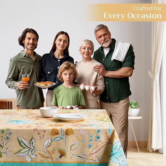 Maison d' Hermine Table Cloth Rectangle Table 100% Cotton 70 x 90 Inches Tablecloth Reusable Decorative for Dining Room Farmhouse Home Valentines Day Decorations Spring Summer - Luxury Loft - Peach