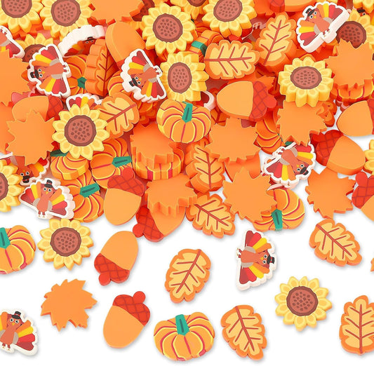 80pcs Fall Flatback Charms Polymer Clay Leaf Acorn Pumpkin Turkey Maple Leaves Table Scatters Autumn Vase Fillers for Holiday Decoration Party Favors Arts Craft Supplies