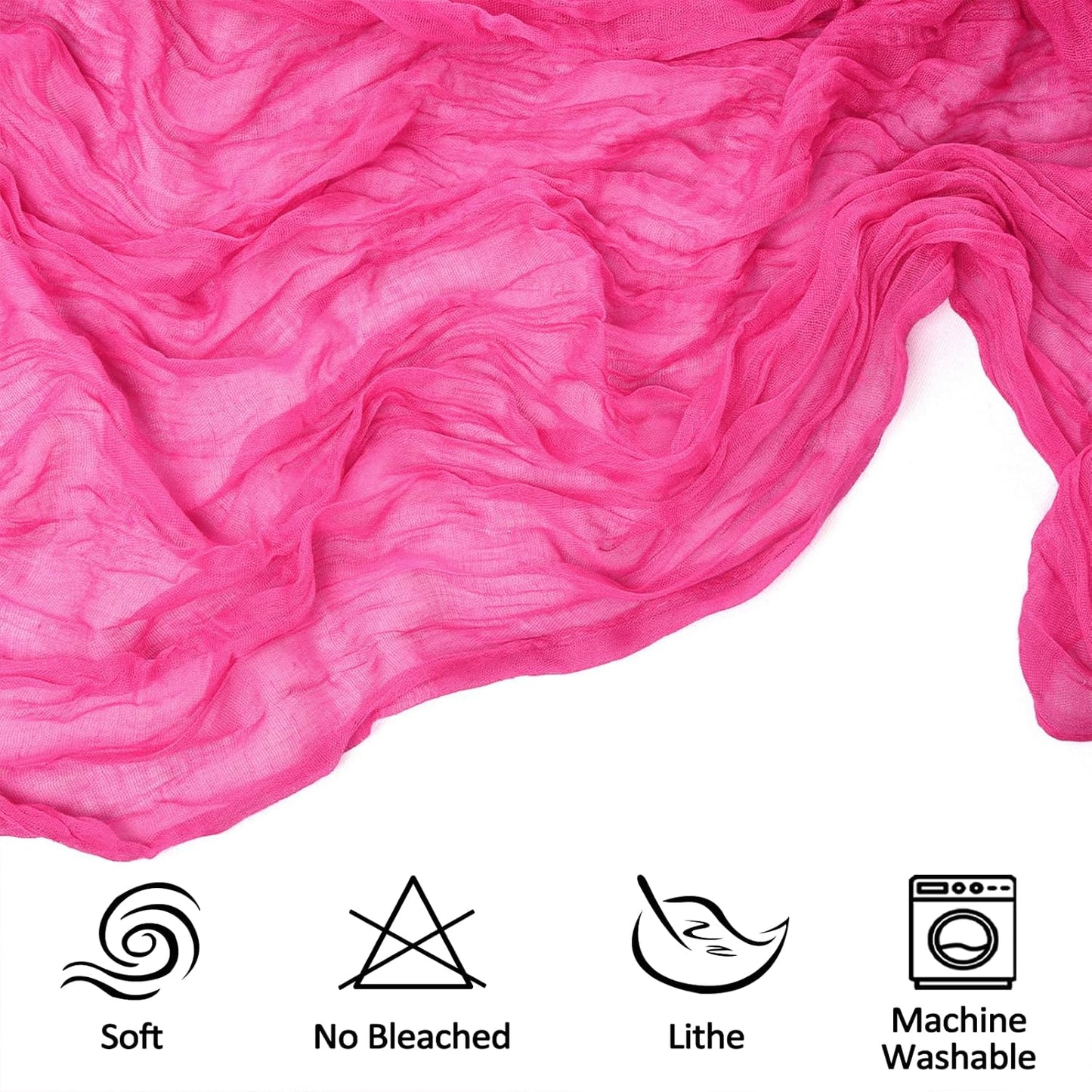 12 Pack 10FT Hot Pink Cheesecloth Table Runner 35x120 Inch Gauze Rustic Boho Table Runner Cheese Cloth for Wedding Decor Birthday Party Bridal Baby Shower Table Centerpiece Decoration