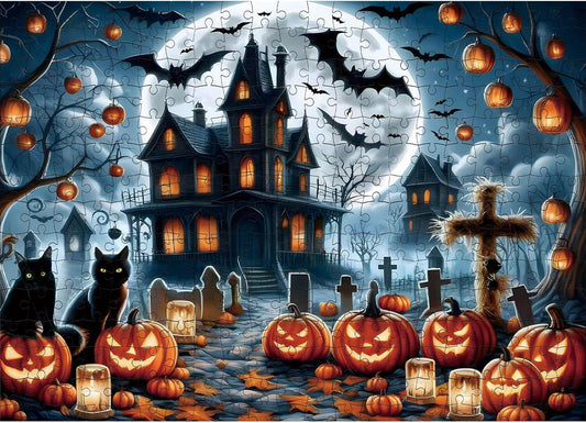 1000 Piece Halloween Puzzles for Adults Kids: Haunted House Mansion Puzzle Party Game Toy Gifts for 3+ Years Old Boys Girls Halloween Nightmare Before Christmas Jigsaw Puzzle for All Ages