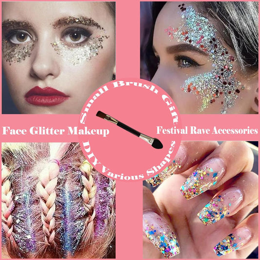 Body Glitter Face Glitter Gel: Singer Concerts Disco Festival Rave Accessories Face Glitter Makeup Chunky Sequins Mermaid Face Body Hair Glitter Gel (2 Red)