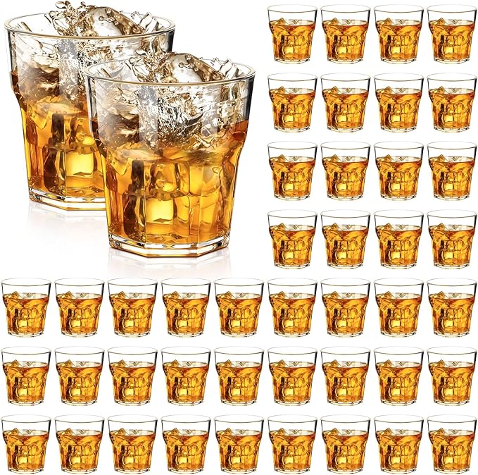 Tioncy 50 Pcs Acrylic Drinking Glasses 3 oz Small Whiskey Glass Clear Shot Glasses Bulk Unbreakable Stackable Mixed Drinkware Mini Beer Mug for Drinking Bars Wine Vodka