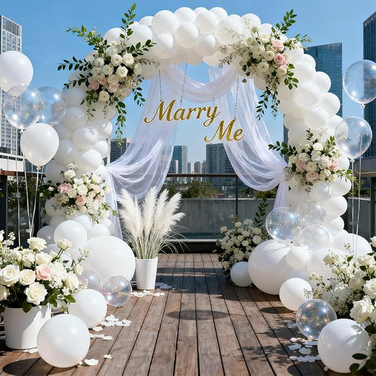 Patimate White Balloons - 100pcs 12 Inch White Latex Party Balloons for Engagement Anniversary Bachelorette Bridal Shower Wedding Baby Shower Birthday Party Decorations