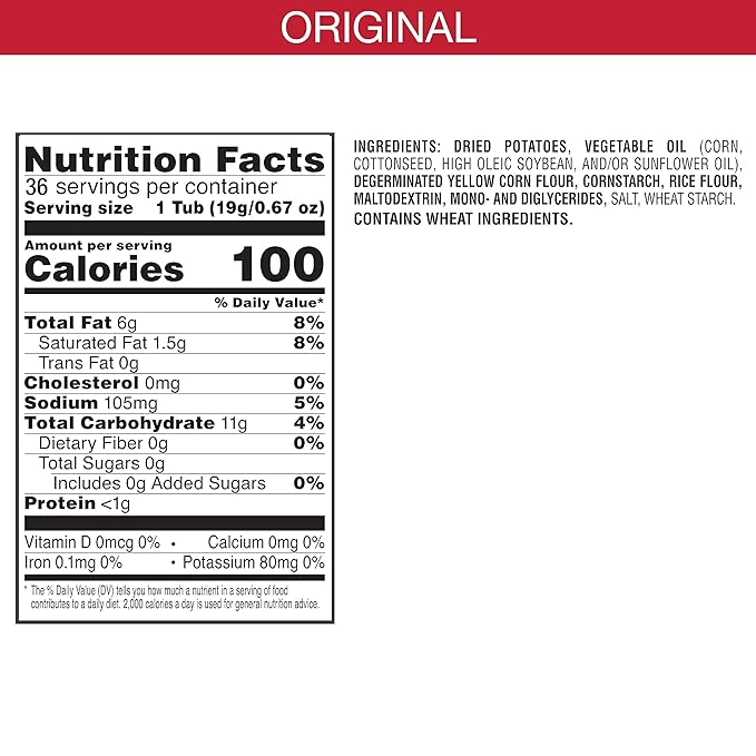 Pringles Potato Crisps Chips, Lunch Snacks, On-the-Go Snacks, Original (36 Cups) (Pack of 2)