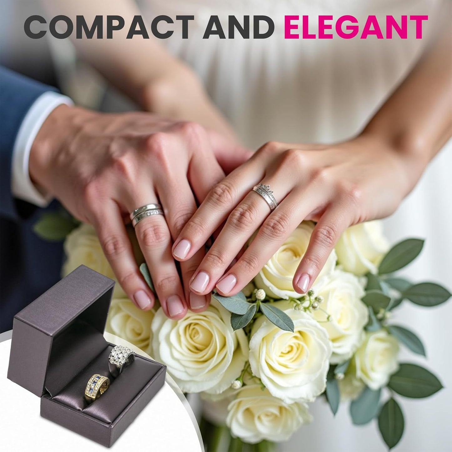Novel Box Purple Jewelry Box for Double Rings 3.12x2.12x1.87 Inches - Double Rings Gift Box for Proposal Wedding Engagement - Faux Leatherette Jewelry Display Box - Gift Presentation Boxes for Rings