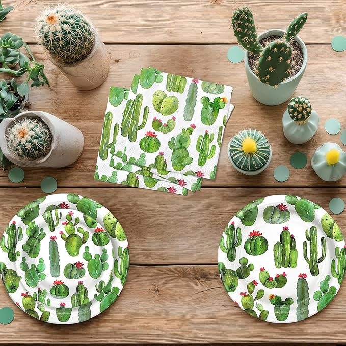 Cactus Party Decorations - Cactus Party Plates and Napkins for Kids Birthday Party, Serves 40 Guests