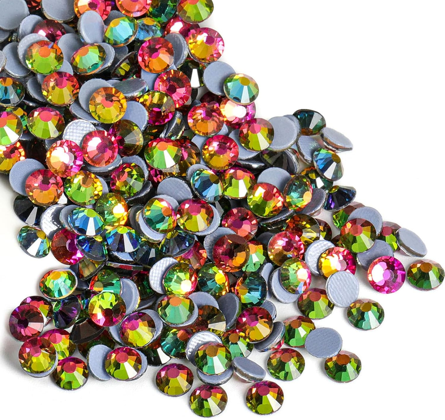 Beadsland Hotfix Rhinestones, 1440pcs Flatback Crystal Rhinestones for Crafts Clothes DIY Decorations, Rainbow, SS16, 3.8-4.0mm