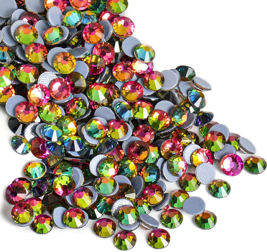 Beadsland Hotfix Rhinestones, 288pcs Flatback Crystal Rhinestones for Crafts Clothes DIY Decorations, Rainbow, SS30, 6.3-6.5mm