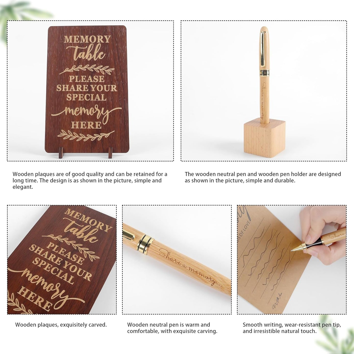 PREKIAR Funeral Guest Book Set Wooden Guest Books for Memorial Service Celebration of Life in Loving Memory with 50pcs Share a Memory Card Cards Box Table Sign and Pen (Brown- Guest Book Set #3)